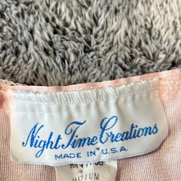 Vtg Night Time Creations Nightgown Medium 90s Pink USA Maxi Lace Dainty 18960 - Picture 4 of 10